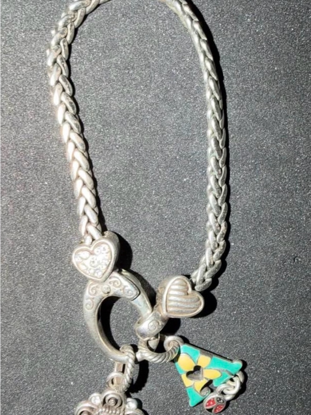 Brighton Silver-Tone Heart Charm Bracelet